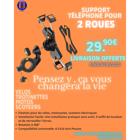 SUPPORT TELEPHONE POUR 2 ROUES